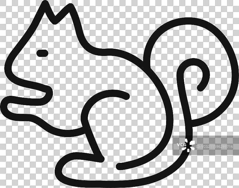 黑色松鼠图标轮廓合集图片素材