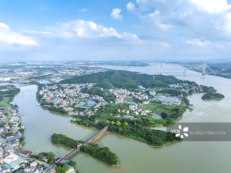 佛山市顺德区西江左滩村与右滩村风光图片素材