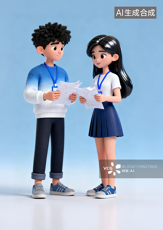 【AI数字艺术】两个年轻人在讨论工作图片素材