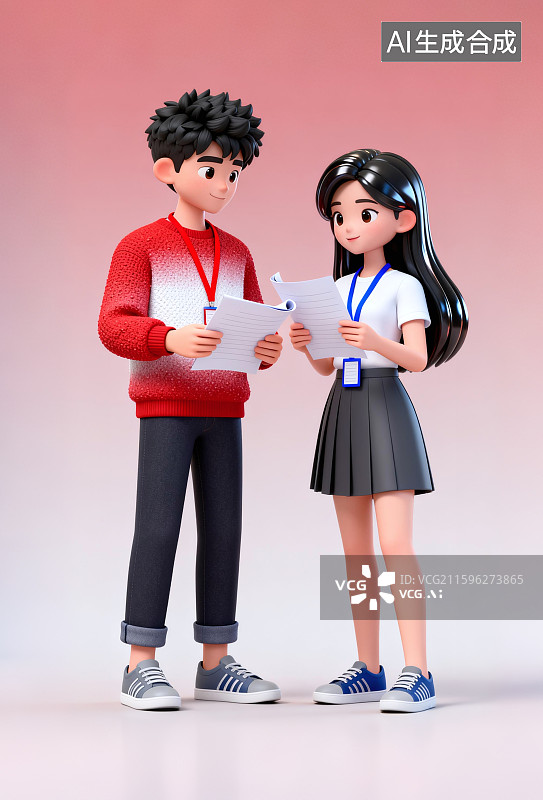 【AI数字艺术】两个年轻人在讨论工作图片素材