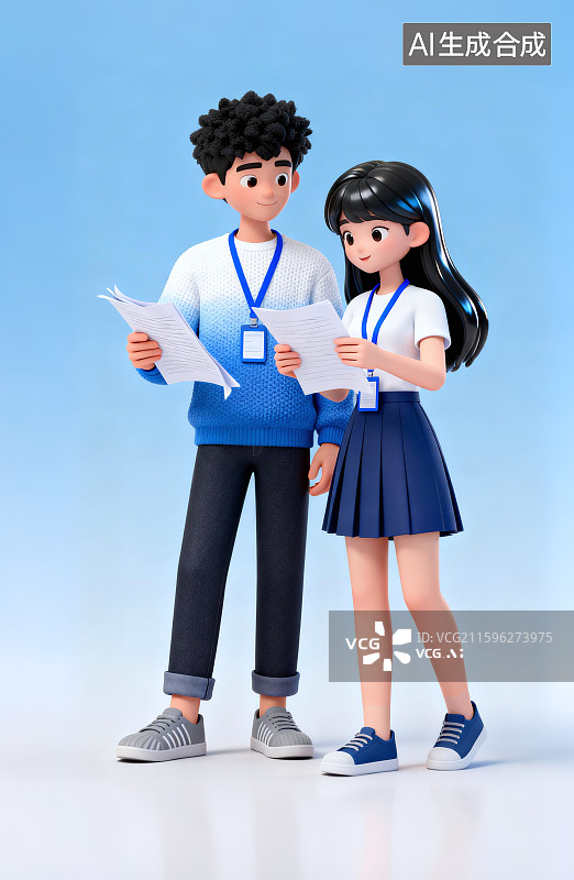 【AI数字艺术】两个年轻人在讨论工作图片素材