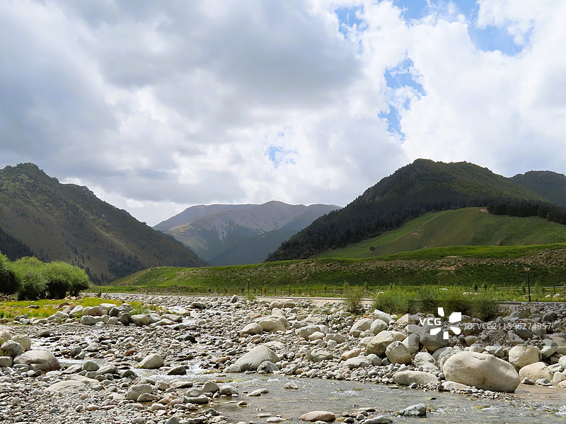 甘肃武威祁连山冰沟河 高原 河流 草原图片素材