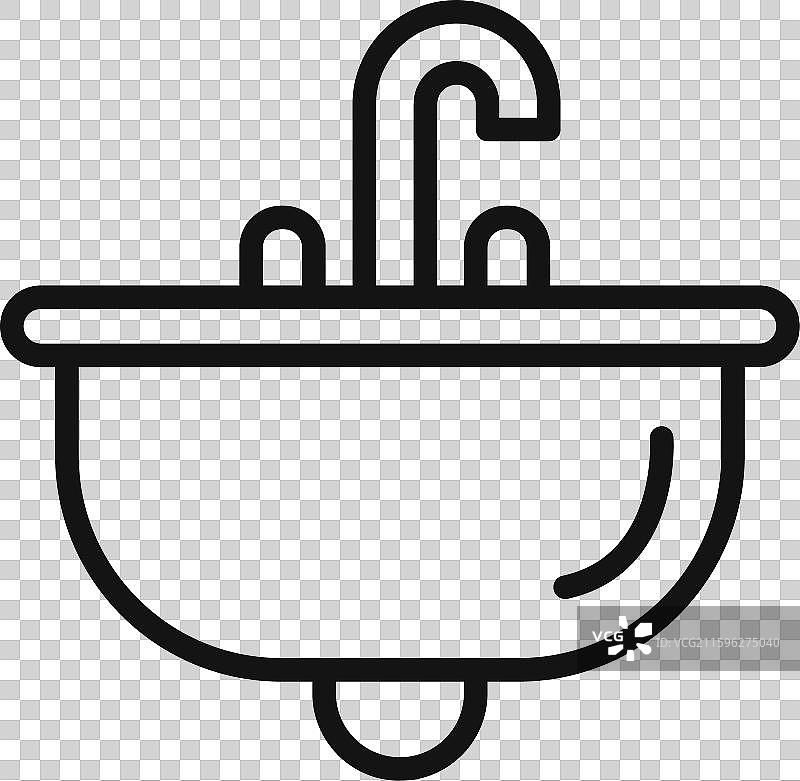 洗脸盆图标轮廓集合（黑色）图片素材