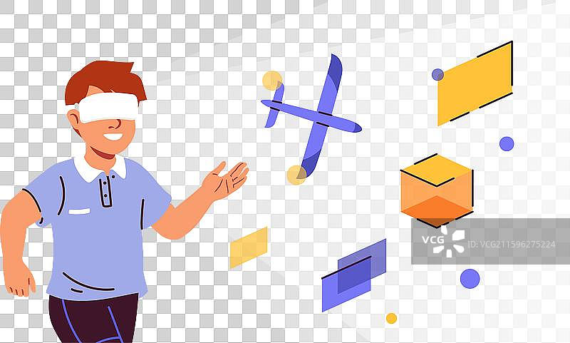 虚拟现实中的增强现实创新男孩图片素材