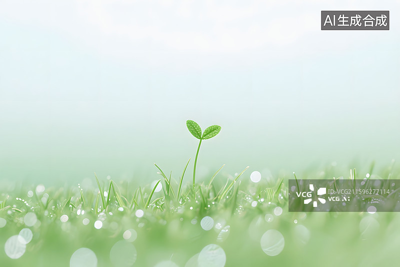 【AI数字艺术】草绿色透白背景图片素材