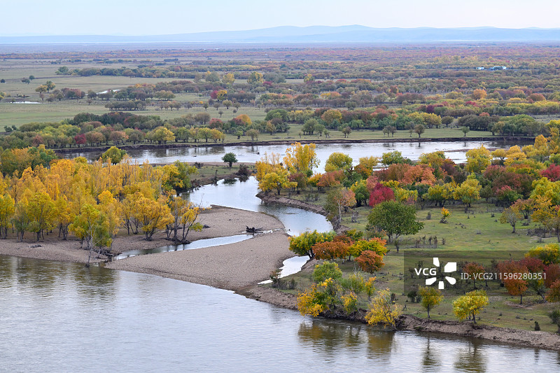 黑山头的额尔古纳湿地，秋日美景，油画世界，内蒙古呼伦贝尔图片素材
