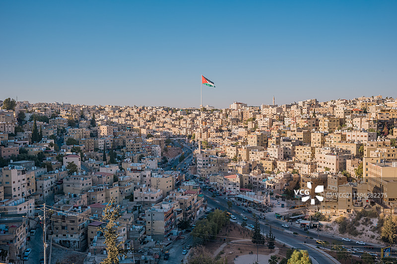 约旦安曼城堡山城市全貌图片素材