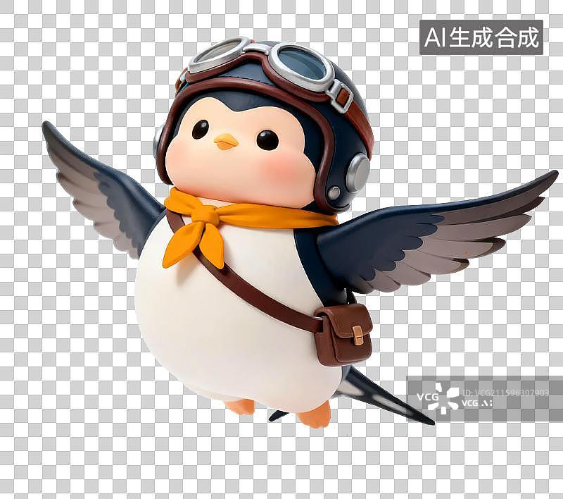 【AI数字艺术】戴飞行员头盔的小燕子3D卡通风格免抠元素图片素材