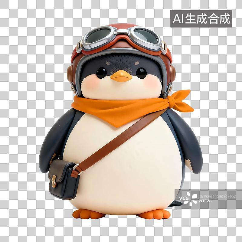 【AI数字艺术】戴飞行员头盔的小燕子3D卡通风格免抠元素图片素材