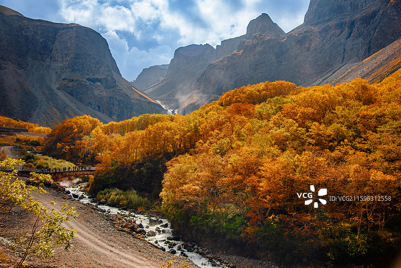 长白瀑布图片素材