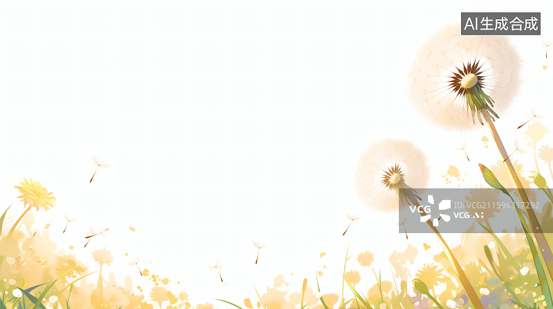 【AI数字艺术】美丽的蒲公英花丛图片素材
