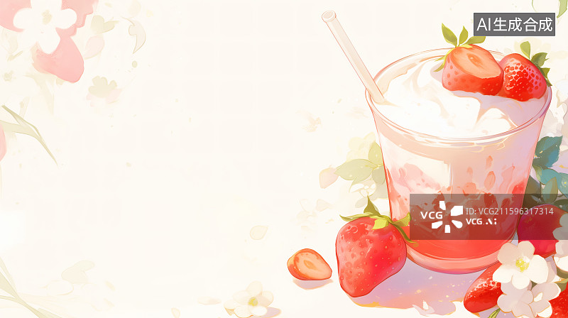 【AI数字艺术】一杯草莓冰淇淋壁纸图片素材