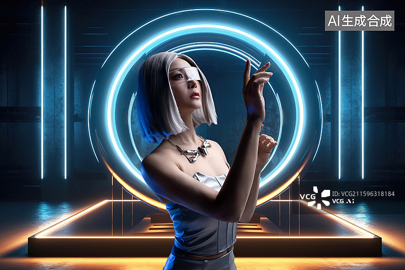 【AI数字艺术】一位戴眼镜的时尚个性美女图片素材