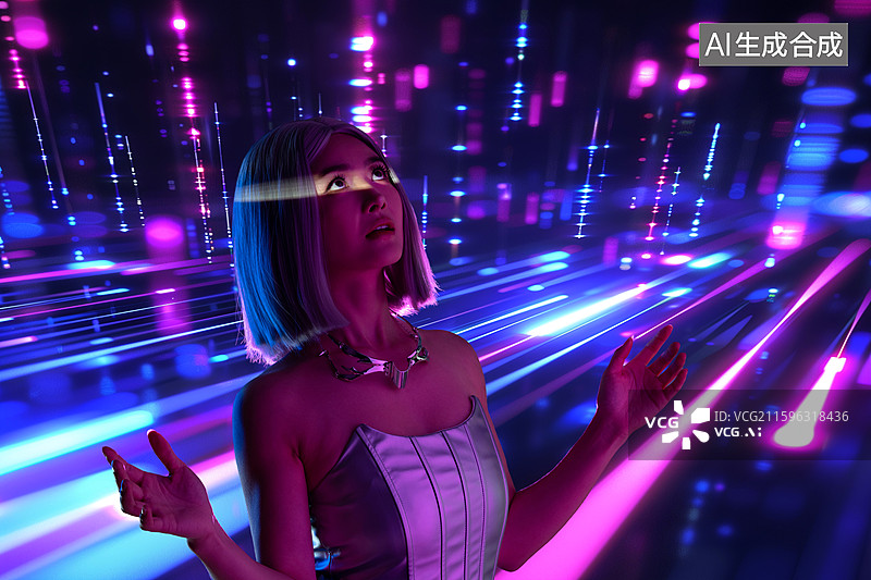 【AI数字艺术】一位时尚科幻美女图片素材