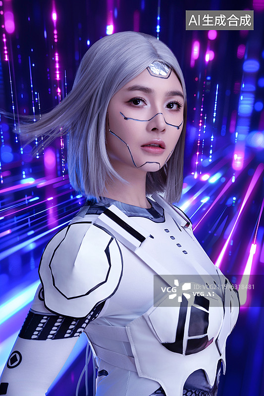 【AI数字艺术】一位科技感机器人美女图片素材