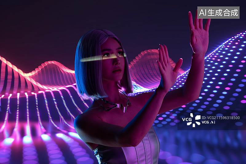【AI数字艺术】一位时尚科幻美女图片素材
