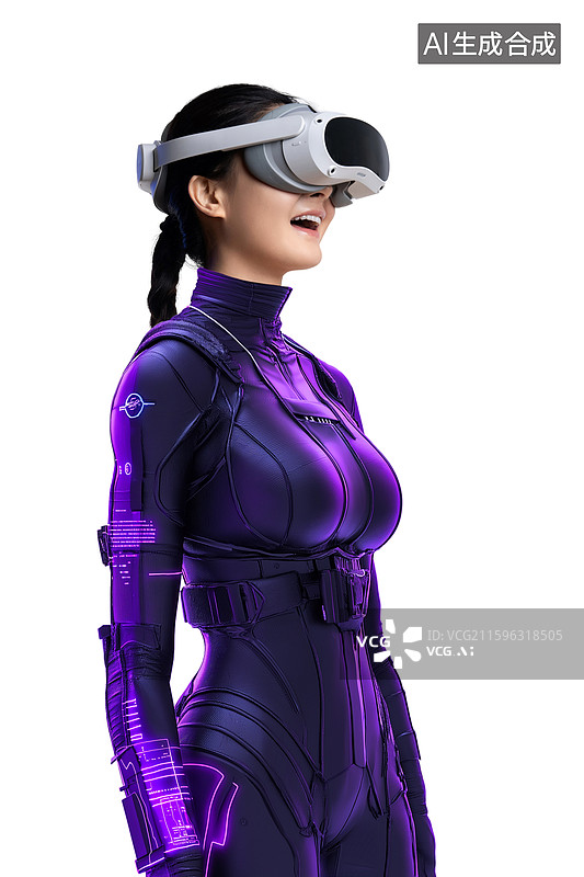 【AI数字艺术】一位戴3D眼镜的科技感机器人美女图片素材