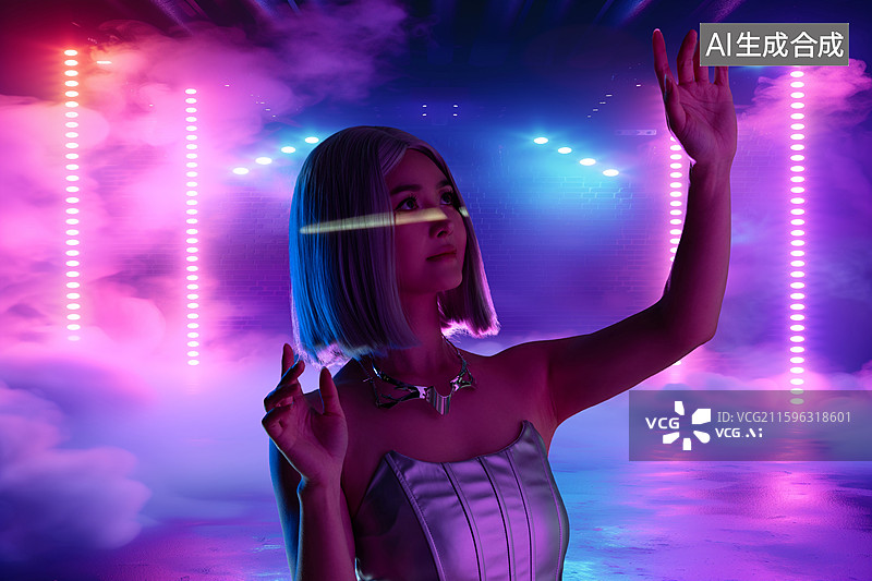 【AI数字艺术】一位时尚科幻美女图片素材
