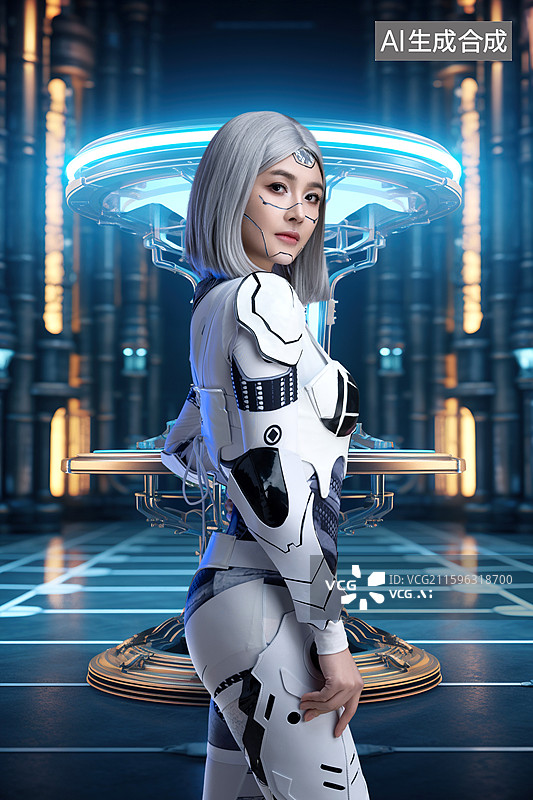 【AI数字艺术】一位科技感机器人美女图片素材