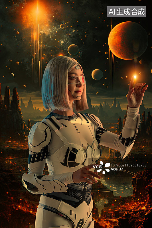 【AI数字艺术】一位科技感机器人美女图片素材