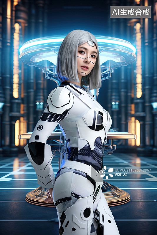 【AI数字艺术】一位科技感机器人美女图片素材
