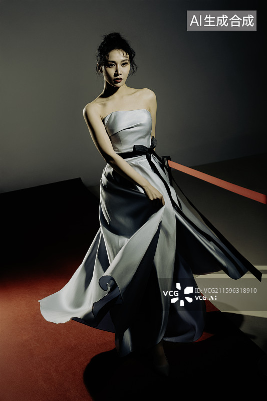 【AI数字艺术】红毯上的优雅女艺人图片素材