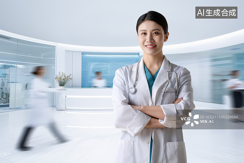 【AI数字艺术】女性医生肖像图片素材