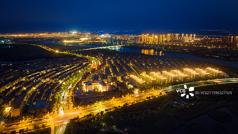 中新天津生态城夜景图片素材