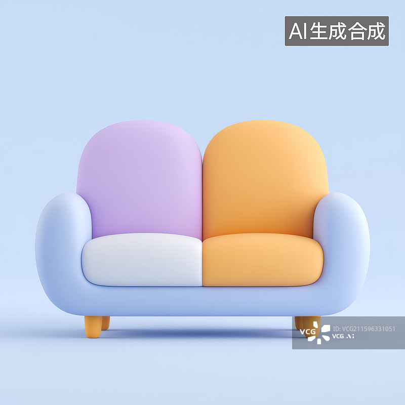 【AI数字艺术】色彩柔和的双人沙发图片素材