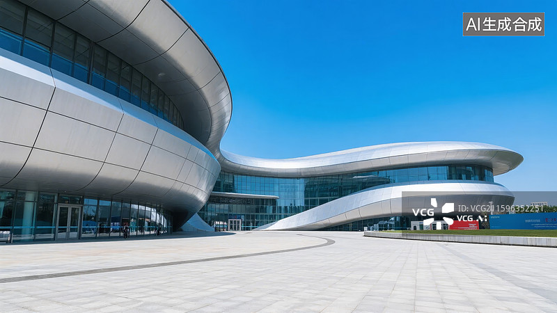 【AI数字艺术】现代流线型建筑外观图片素材