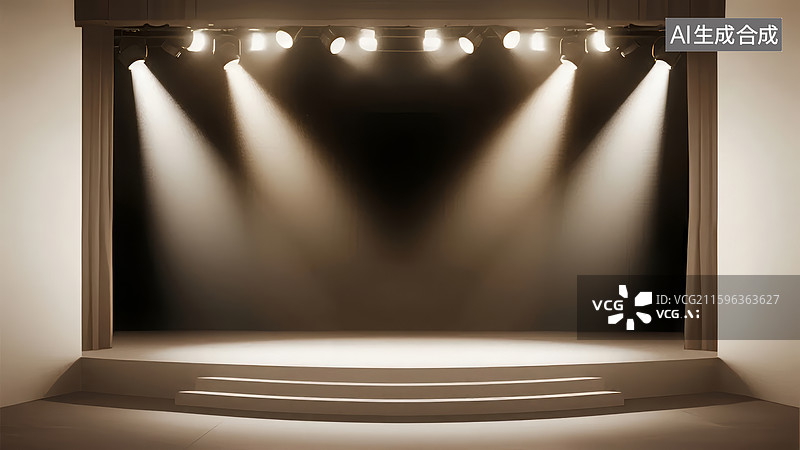 【AI数字艺术】舞台灯光照射的空旷舞台图片素材