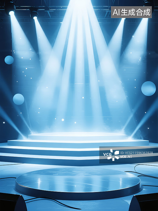 【AI数字艺术】舞台灯光照射的空旷舞台图片素材