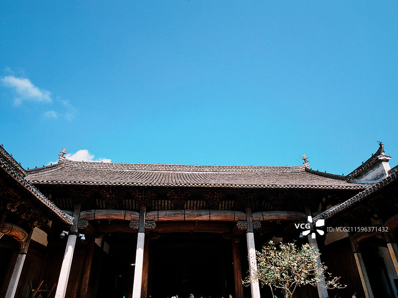 安徽绩溪龙川胡氏宗祠木雕细节图片素材