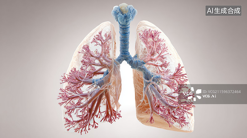 【AI数字艺术】人体肺部结构示意图图片素材