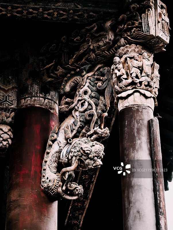 安徽亳州花戏楼石雕兽细节图片素材