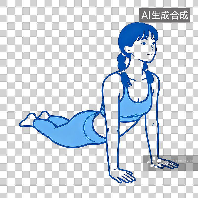 【AI数字艺术】线条风女性瑜伽锻炼元素图片素材