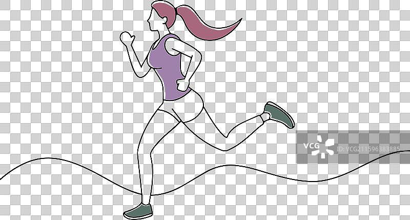 一位面带坚定表情的女性正在参加马拉松比赛图片素材