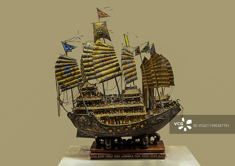 江苏省扬州非遗珍宝馆“扬州工艺美术馆”：大明永乐郑和宝船（1966年）图片素材