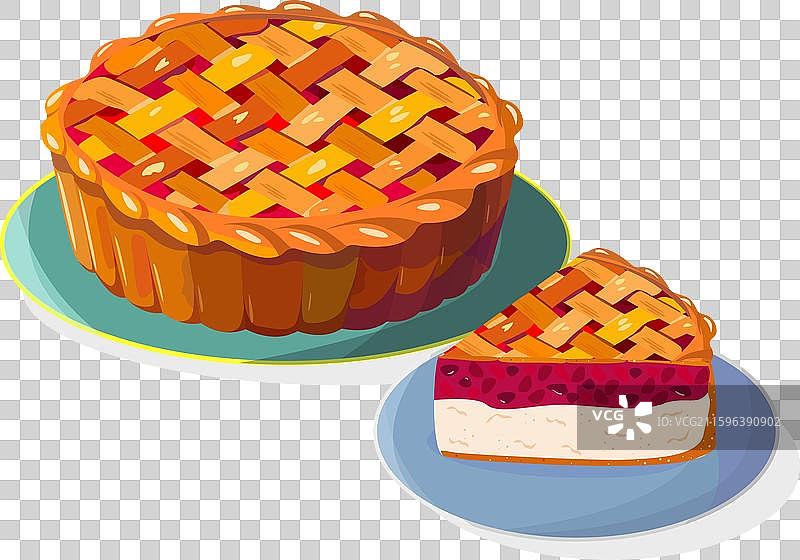 甜樱桃或草莓派块蛋糕图片素材