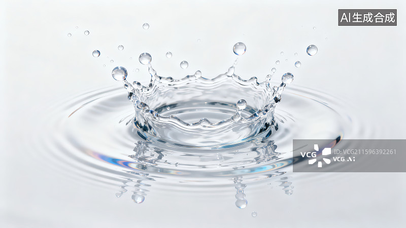 【AI数字艺术】白色背景下溅起的水花特写高速摄影镜头图片素材