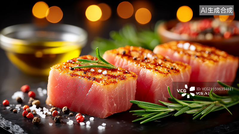 【AI数字艺术】香煎肉排配迷迭香图片素材
