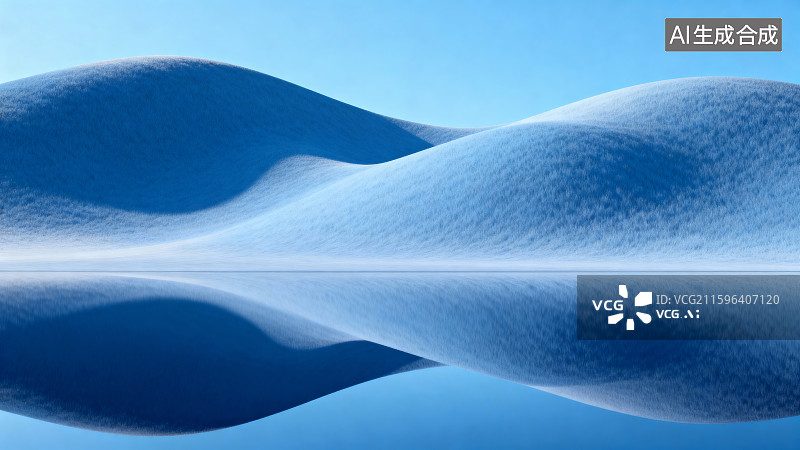 【AI数字艺术】雪丘与倒影的蓝色景观图片素材
