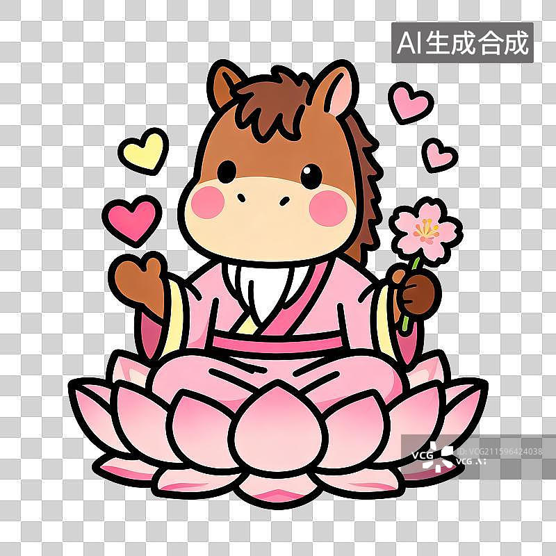 【AI数字艺术】马年桃花运“玄学”祈福元素：马上有缘图片素材