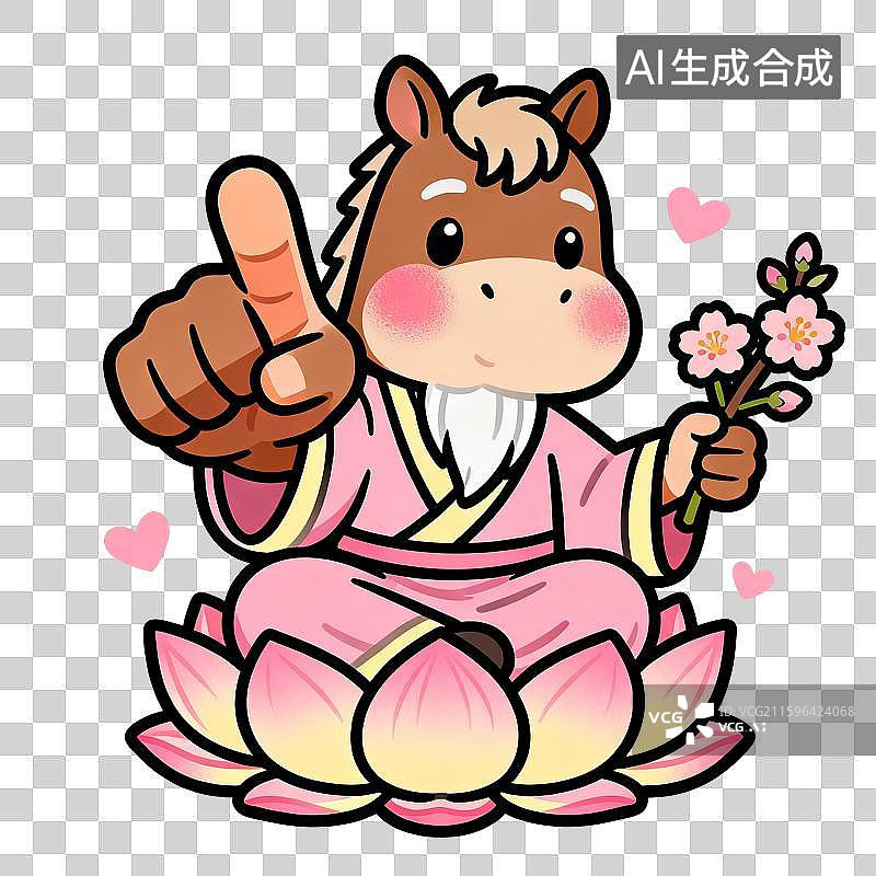 【AI数字艺术】马年桃花运“玄学”祈福元素：马上有缘图片素材