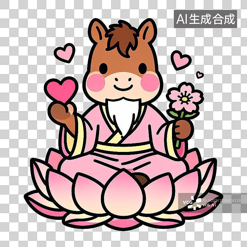 【AI数字艺术】马年桃花运“玄学”祈福元素：马上有缘图片素材