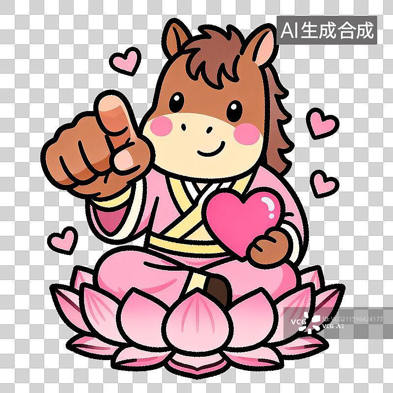 【AI数字艺术】马年桃花运“玄学”祈福元素：马上有缘图片素材