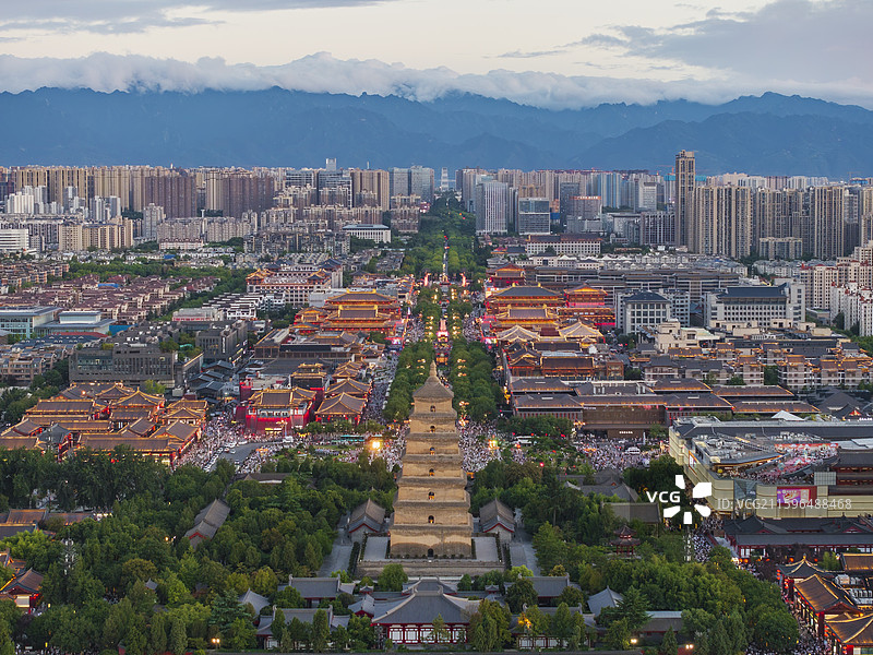 航拍西安大雁塔中轴线图片素材