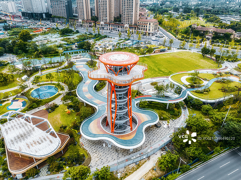 俯瞰成都上新桥公园图片素材