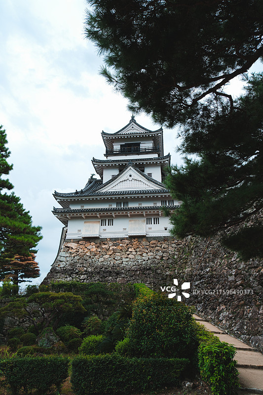 日本高知县高知城，天守阁与石垣图片素材
