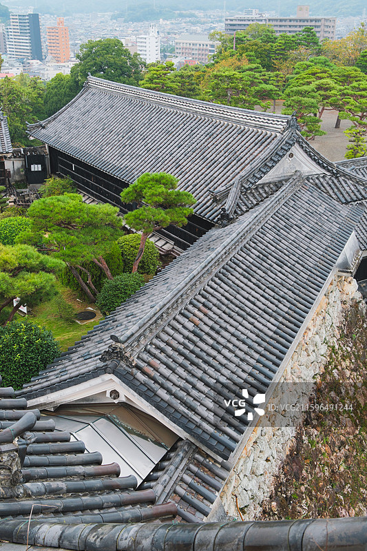 日本高知县高知城，天守阁内部俯瞰图片素材